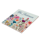 Aangepaste Familienaam Bord Plaque Sign Wildflower Tegeltje (Zijkant)