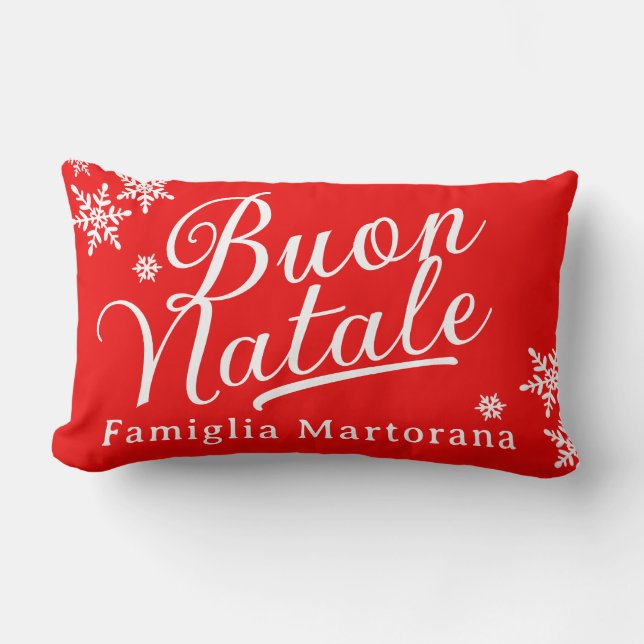 Aangepaste familienaam Buon Natale Rood  Kussen (Voorkant)