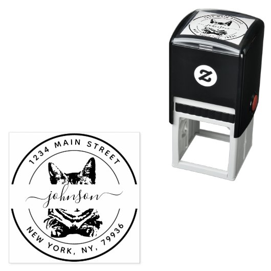 Aangepaste familienaam Cat Retouradres Zelfinktende Stempel (In situ)
