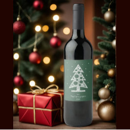 Aangepaste familienaam Christmas Wine Label Wijn Etiket