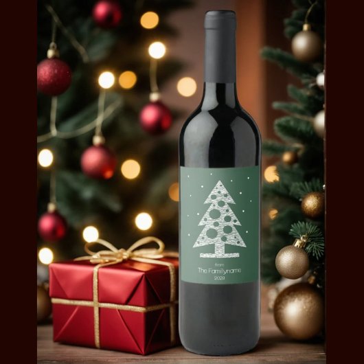 Aangepaste familienaam Christmas Wine Label Wijn Etiket