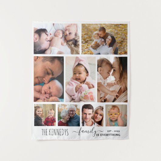 Aangepaste familienaam Citaat 9 Foto Collage  Wandkleed (Voorkant)