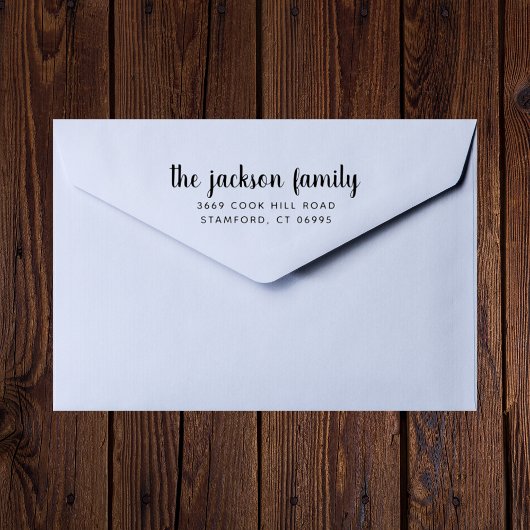 Aangepaste familienaam Contactgegevens Retouradres Rubberstempel