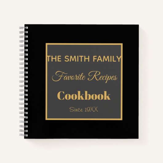 Aangepaste familienaam Cookbook BLACK Recipe Notitieboek (Voorkant)