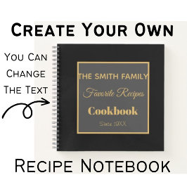 Aangepaste familienaam Cookbook BLACK Recipe Notitieboek