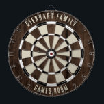 Aangepaste familienaam dartbord<br><div class="desc">Verhoog uw game-avonden met onze aangepaste familie houten effect dartbord, ontworpen om een persoonlijke touch aan uw huis te brengen. Met dit unieke dartbord kunt u met trots uw familienaam en locatie weergeven, waardoor het niet alleen een spel is, maar ook een gekoesterd familie-erfstuk. Ideaal voor bijeenkomsten, achtertuinfeesten of gewoon...</div>