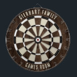 Aangepaste familienaam dartbord<br><div class="desc">Verhoog uw game-avonden met onze aangepaste familie houten effect dartbord, ontworpen om een persoonlijke touch aan uw huis te brengen. Met dit unieke dartbord kunt u met trots uw familienaam en locatie weergeven, waardoor het niet alleen een spel is, maar ook een gekoesterd familie-erfstuk. Ideaal voor bijeenkomsten, achtertuinfeesten of gewoon...</div>