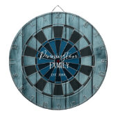 Aangepaste familienaam Datum Blauw hout Dartbord (Voorkant)