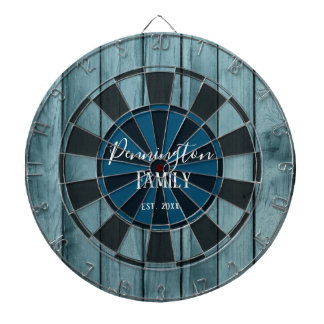 Aangepaste familienaam Datum Blauw hout Dartbord