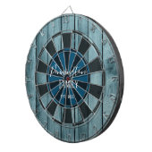 Aangepaste familienaam Datum Blauw hout Dartbord (Voorkant Rechts)
