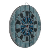 Aangepaste familienaam Datum Blauw hout Dartbord (Voorkant Links)