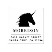 Aangepaste familienaam & Eenhoorn Retouradres Hout Rubberstempel (Afrduk)