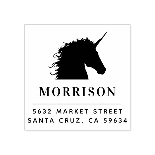Aangepaste familienaam & Eenhoorn Retouradres Hout Rubberstempel (Afrduk)