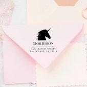 Aangepaste familienaam & Eenhoorn Retouradres Hout Rubberstempel