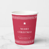 Aangepaste familienaam Elegant Red Christmas Party Papieren Bekers (Achterkant)