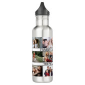 Aangepaste familienaam en 12 Photo Collage familie Waterfles (Links)