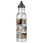 Aangepaste familienaam en 12 Photo Collage familie Waterfles (Rechts)