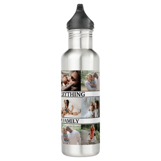 Aangepaste familienaam en 12 Photo Collage familie Waterfles (Rechts)