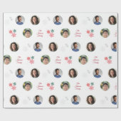 Aangepaste familienaam en 3 foto's voor het kerstf cadeaupapier (Vlak)