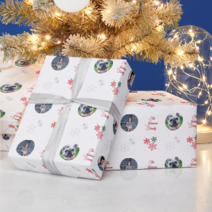 Aangepaste familienaam en 5 foto-inkuilpaden cadeaupapier