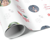 Aangepaste familienaam en 5 foto-inkuilpaden cadeaupapier (Rol Hoek)