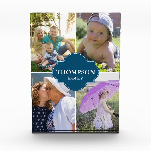 Aangepaste familienaam en foto's blauwe kleur (Voorkant)