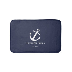 Aangepaste familienaam en Oost. Nautical Bath Mat