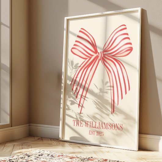 Aangepaste familienaam Est Datum Coquette Red Bow Poster