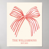 Aangepaste familienaam Est Datum Coquette Red Bow Poster (Voorkant)