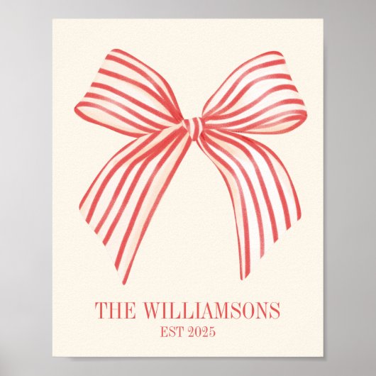 Aangepaste familienaam Est Datum Coquette Red Bow Poster (Voorkant)