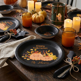 Aangepaste familienaam Fijne Halloween Papieren Bordje