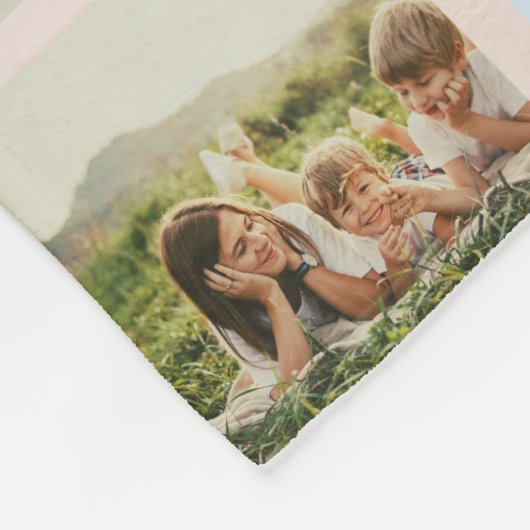 Aangepaste familienaam Foto Collage Modern Blush P Fleece Deken (Hoek)
