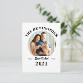 Aangepaste familienaam, foto en oprichtingsjaar  briefkaart (Staand voorkant)