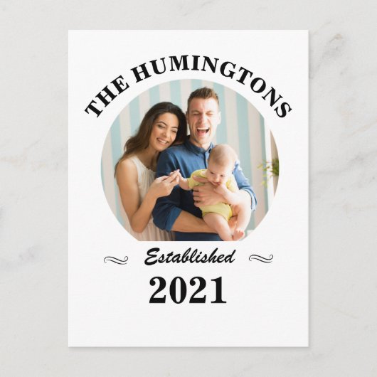 Aangepaste familienaam, foto en oprichtingsjaar  briefkaart (Voorkant)
