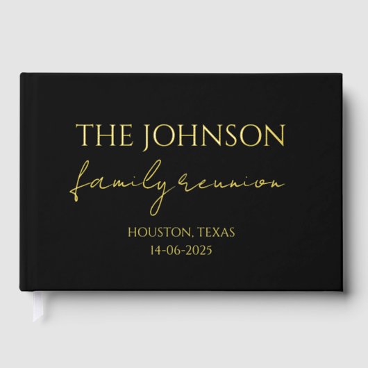 Aangepaste familienaam Geheugen Zwart Familie Reün Gastenboek (Voorkant)