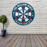 Aangepaste familienaam gepersonaliseerd blauw rood dartbord<br><div class="desc">Voeg je familienaam toe en creëer gemakkelijk je gepersonaliseerde familienaam dartboard. Klik op de knop PERSONALISEREN om de tekstkleur of bordkleuren te wijzigen.</div>