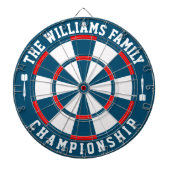Aangepaste familienaam gepersonaliseerd blauw rood dartbord (Voorkant)