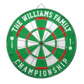 Aangepaste familienaam gepersonaliseerd groen wit dartbord (Voorkant)