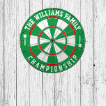 Aangepaste familienaam gepersonaliseerd groen wit dartbord<br><div class="desc">Voeg je familienaam toe en creëer gemakkelijk je gepersonaliseerde familienaam dartboard. Klik op de knop PERSONALISEREN om de tekstkleur of bordkleuren te wijzigen.</div>