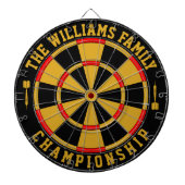 Aangepaste familienaam gepersonaliseerd zwart goud dartbord (Voorkant)