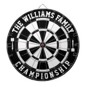 Aangepaste familienaam gepersonaliseerd zwart wit dartbord (Voorkant)