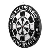 Aangepaste familienaam gepersonaliseerd zwart wit dartbord (Voorkant Rechts)