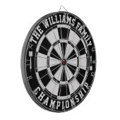 Aangepaste familienaam gepersonaliseerd zwart wit dartbord (Voorkant Links)