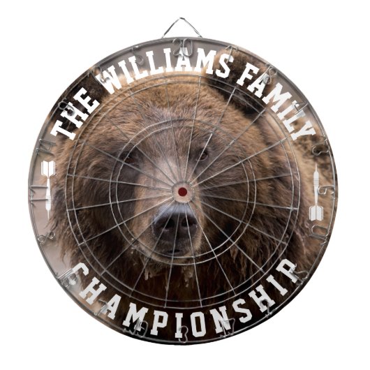 Aangepaste familienaam gepersonaliseerde Beer foto Dartbord (Voorkant)