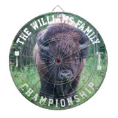 Aangepaste familienaam gepersonaliseerde bizonfoto dartbord (Voorkant)