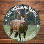 Aangepaste familienaam gepersonaliseerde hertenfot dartbord<br><div class="desc">Voeg je familienaam toe en creëer gemakkelijk je gepersonaliseerde familienaam dartboard. Klik op de knop PERSONALISEREN om de tekstkleur te wijzigen.</div>