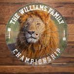 Aangepaste familienaam gepersonaliseerde leeuw fot dartbord<br><div class="desc">Voeg je familienaam toe en creëer gemakkelijk je gepersonaliseerde familienaam dartboard. Klik op de knop PERSONALISEREN om de tekstkleur te wijzigen.</div>