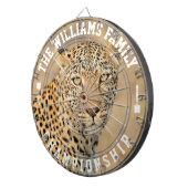 Aangepaste familienaam gepersonaliseerde luipaard dartbord (Voorkant Rechts)