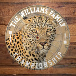 Aangepaste familienaam gepersonaliseerde luipaard  dartbord<br><div class="desc">Voeg je familienaam toe en creëer gemakkelijk je gepersonaliseerde familienaam dartboard. Klik op de knop PERSONALISEREN om de tekstkleur te wijzigen.</div>