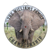 Aangepaste familienaam gepersonaliseerde olifant f dartbord (Voorkant)